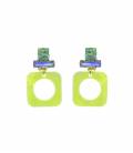 Groene oorclips met glas steentjes