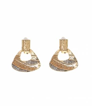 Oorclips met motief | Goudkleurige oorclip strass