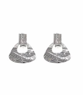 Oorclips | Zilverkleurige oorclip strass motief