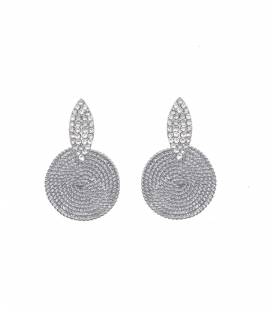 Oorclips | Zilverkleurige oorclip strass motief