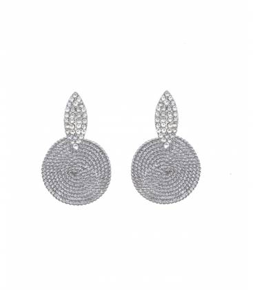 Oorclips | Zilverkleurige oorclip strass motief