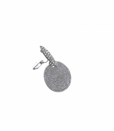 Oorclips | Zilverkleurige oorclip strass motief