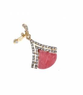Oorclips | goud roze dubbele strasrand