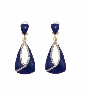Oorclips blauw met strass rand | stijlvol & elegant