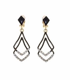 Oorclips | statement dubbele hanger stras