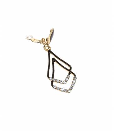 Oorclips | statement dubbele hanger stras