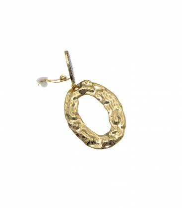 Oorclips | Goudkleurige oorclip donker strass steentje