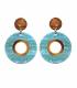 Oorclips | Turquoise met bruine rand clip oorbel