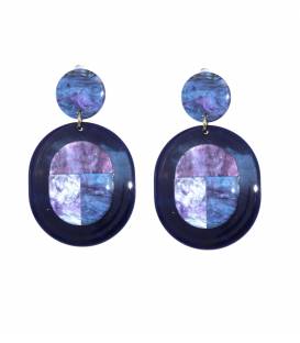 Oorclips | Paarse met donkerblauwe rand clip oorbel