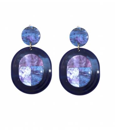 Oorclips | Paarse met donkerblauwe rand clip oorbel