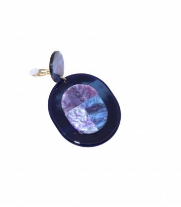 Oorclips | Paarse met donkerblauwe rand clip oorbel