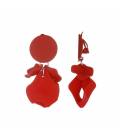 Oorclips rood met mooie hangertjes