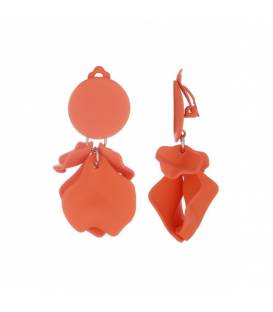 Oorclips | Oranje oorclips met hangertjes | Nikkelvrije klem oorbellen