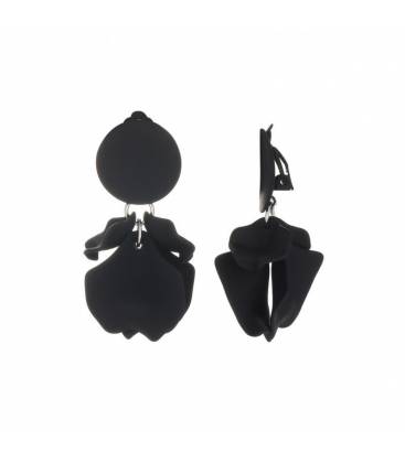 Oorclips | Zwarte oorclips met hangers | Trendy oorbellen zonder gaatjes