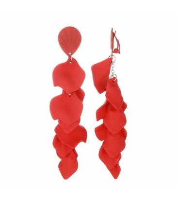 Oorclips | Rode acryl hangers | Comfortabele klem oorbellen