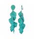 Turquoise oorclips met speelse hangertjes