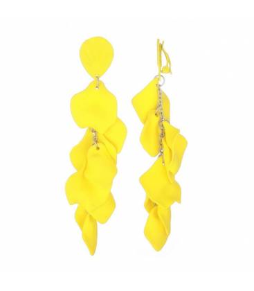 Oorclips | Gele lange oorclips met hangertjes | Mode statement