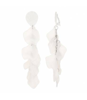 Oorclips | Witte lange oorclips met hangers | Mode statement