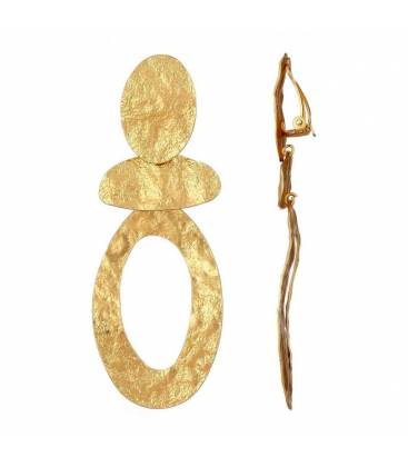 Oorclips | Goudkleurig geborsteld motief | Fashion accessoires
