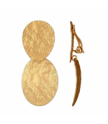 Oorclips | Goudkleurige oorclips met geborsteld design | Mode accessoires