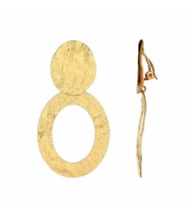 Oorclips | Goudkleurige oorclips met geborsteld motief | Elegante sieraden