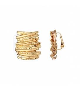 Oorclips | Goudkleurige rechthoekig streep patroon | Mode accessoires