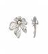 Oorclips | Grote bloemen oorclips met imitatie pareltje | Zilverkleurige oorclips