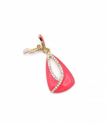 Oorclips | Roze strass hanger | Elegante klem oorbellen