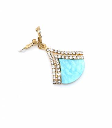 Oorclips | Goudkleurige oorclips met blauw accent | Elegante oorclips met strass