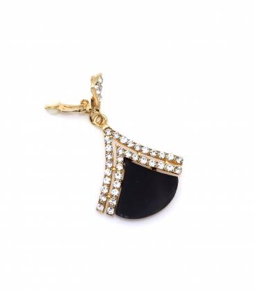 Oorclips | Goudkleurige oorclips met zwarte inleg | Elegante oorclips met strass