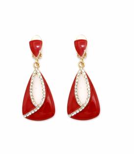 Oorclips | Roodkleurige oorclips met strassrand | Elegante oorclips met strass
