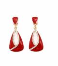 Oorclips rood met een helder strass stenen rand in het midden