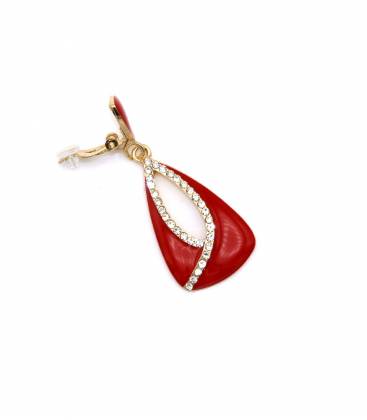 Oorclips | Roodkleurige oorclips met strassrand | Elegante oorclips met strass