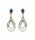 Groene oorclips | Modeaccessoire | Dubbele hanger strass steentjes