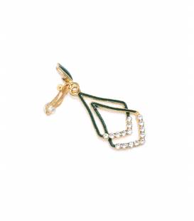 Groene oorclips | Modeaccessoire | Dubbele hanger strass steentjes
