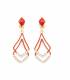 Oorclips | Rode dubbele hanger | Strass steentjes