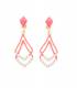Oorclips | Roze dubbele hanger | Strass steentjes