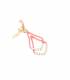 Oorclips | Roze dubbele hanger | Strass steentjes