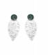 Oorclips | Zilverkleurige oorclips met groen detail | Groene oorclips zonder gaatjes