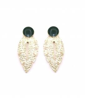 Oorclips | Goudkleurige oorclips met groen detail | Groene oorclips zonder gaatjes