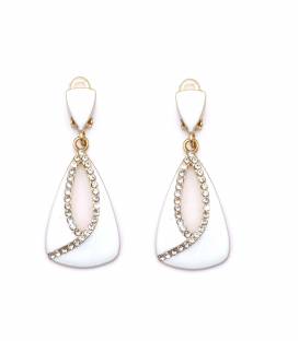 Oorclips | Witte parel met strassrand | Tijdloze elegantie