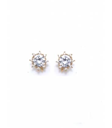 Oorclips | Goudkleurige oorclips zirconia | Clip oorbellen zonder gaatjes