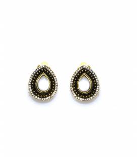 Oorclips | Elegante druppel oorclips met melkwitte steen | Sieraden voor dames