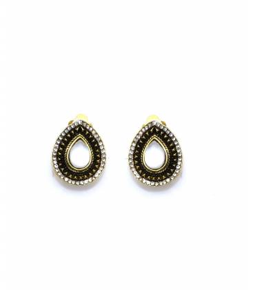 Oorclips | Elegante druppel oorclips met melkwitte steen | Sieraden voor dames