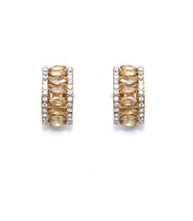Oorclips | Glassteentjes en goudkleurige rand | Elegante oorbellen zonder gaatjes
