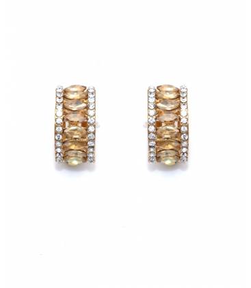 Oorclips | Glassteentjes en goudkleurige rand | Elegante oorbellen zonder gaatjes