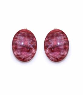 Oorclips | Roze resin ovaal design | Elegante oorbellen zonder gaatjes