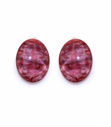 Oorclips | Roze resin ovaal design | Elegante oorbellen zonder gaatjes