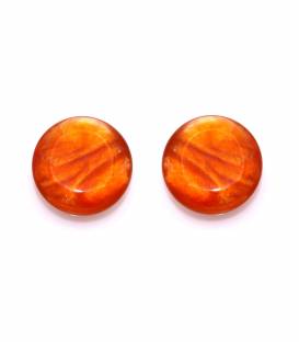 Oorclips | Ronde oranje resin oorclips | Clip oorbellen zonder gaatjes