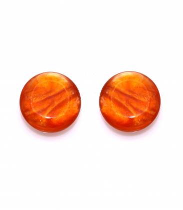 Oorclips | Ronde oranje resin oorclips | Clip oorbellen zonder gaatjes